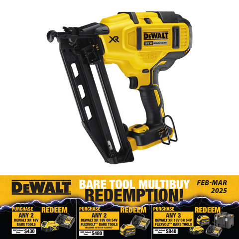 DeWalt Cordless Finish Nailer 16Ga Brushless 18v - Bare Tool