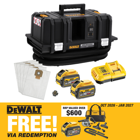 DEWALT Flexvolt Cordless Wet/Dry Vacuum Dust Extractor M Class 54v 6Ah