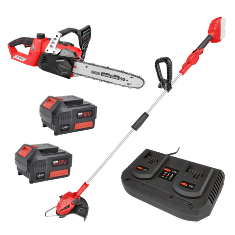 ToolShed XHD Cordless Chainsaw and Line Trimmer 18V 5Ah Kit