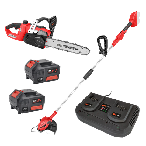ToolShed XHD Cordless Chainsaw and Line Trimmer 18V 3Ah Kit