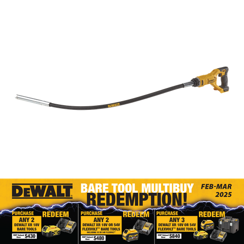 DeWalt Cordless Concrete Vibrator 1.2m 18V - Bare Tool