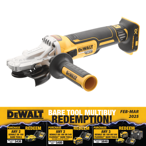 DeWalt Cordless Angle Grinder Brushless Flat Head 125mm 18V - Bare Tool