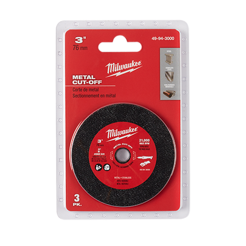 Milwaukee Cut Off Disc Metal 76mm 3pk