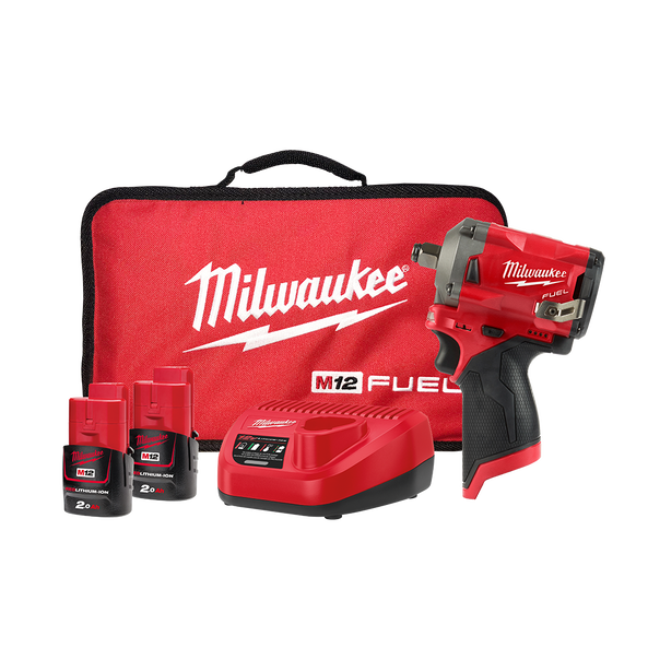 Milwaukee M12 FUEL Cordless Impact Wrench Stubby 1/2in 12v 2.0Ah
