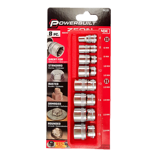 Powerbuilt Socket Set Zeon Metric 1/4in & 3/8in Dr 8pc