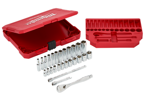 Milwaukee Socket Set 1/4in Dr Metric 28pc