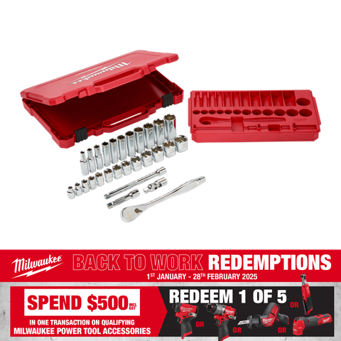 Milwaukee Socket Set 3/8in Dr Imperial 28pc