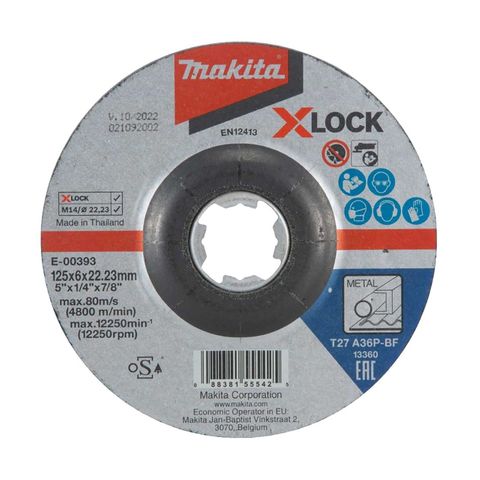 Makita X-LOCK Metal Grinding Disc 125 x 6 x 22.2mm