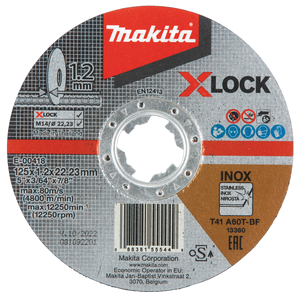 Makita X-LOCK INOX Metal Cut Off Disc 125 x 1.2 x 22.2mm