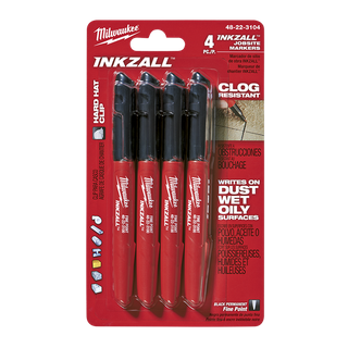 Milwaukee INKZALL Fine Point Black Marker 4pk