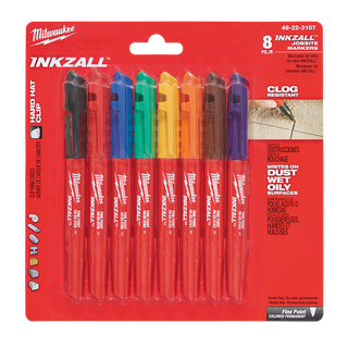 Milwaukee INKZALL Fine Point Markers Assorted Colours 8pk