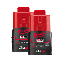 Milwaukee M12 REDLITHIUM Battery 12V 3Ah Twin Pack