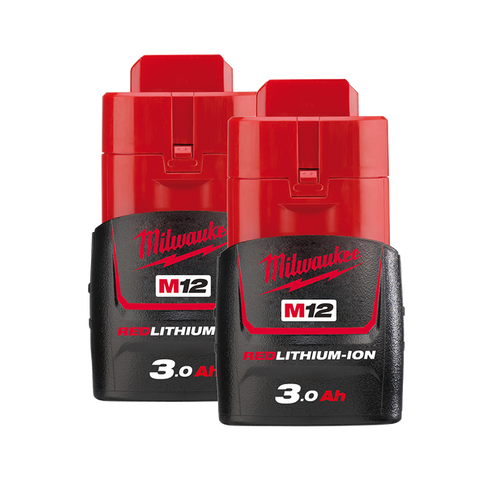 Milwaukee M12 REDLITHIUM Battery 12V 3Ah Twin Pack