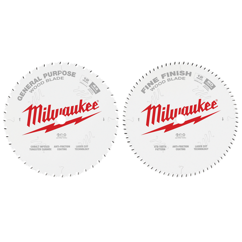 Milwaukee Mitre/Table Saw Blade 305mm 44T + 80T 2pk
