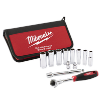 Milwaukee Socket Set 3/8in Dr Metric 12pc