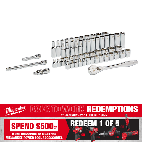 Milwaukee Socket Set 3/8in Dr Metric/Imperial 56pc