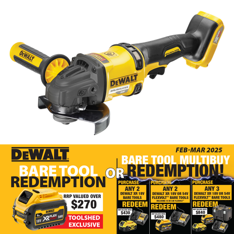 DeWalt FLEXVOLT Cordless Angle Grinder Brushless 125mm Gen2 54V - Bare To