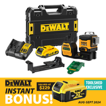 DeWalt Cross Line Laser 1080deg (3x 360) Green Beam 18v 2Ah