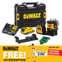 DEWALT Cross Line Laser 1080deg (3x 360) Green Beam 18V 2Ah