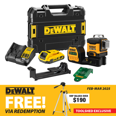 DeWalt Cross Line Laser 1080deg (3x 360) Green Beam 18V 2Ah