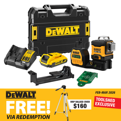 DEWALT Cross Line Laser 1080deg (3x 360) Green Beam 18V 2Ah