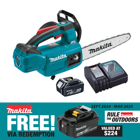 Makita LXT Cordless Chainsaw Top Handle 250mm/10in 1/4in Chain 18V 5Ah