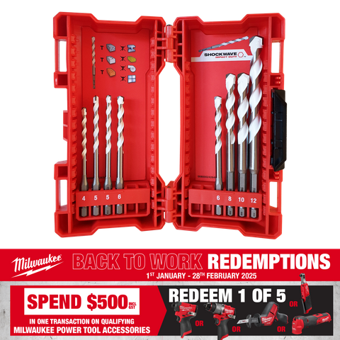 Milwaukee SHOCKWAVE Multi Material Drill Bit Set 8pc