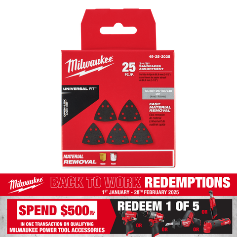 Milwaukee Multi Tool Sanding Sheets Assorted 25pk