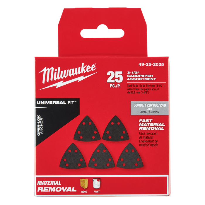 Milwaukee Multi Tool Sanding Sheets Assorted 25pk