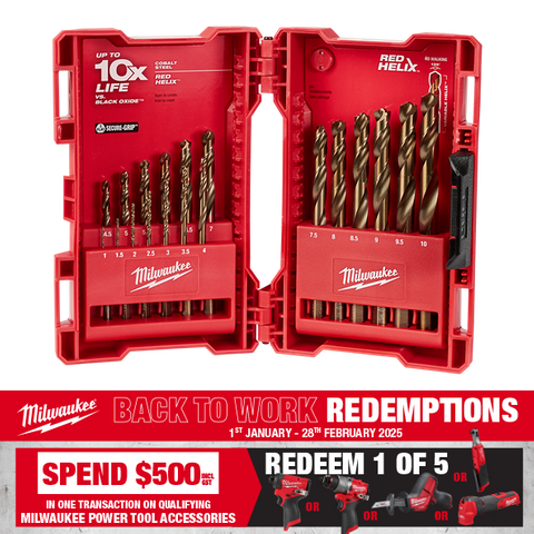 Milwaukee RED HELIX Cobalt Drill Bit Set 19pc