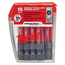 Milwaukee SHOCKWAVE Impact Bits #2 Phillips 50mm 15pk