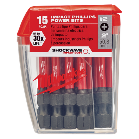 Milwaukee SHOCKWAVE Impact Bits #2 Phillips 50mm 15pk
