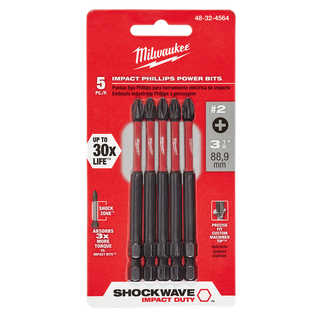 Milwaukee SHOCKWAVE Impact Bits #2 Phillips 89mm 5pk