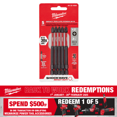 Milwaukee SHOCKWAVE Impact Bits #2 Phillips 89mm 5pk