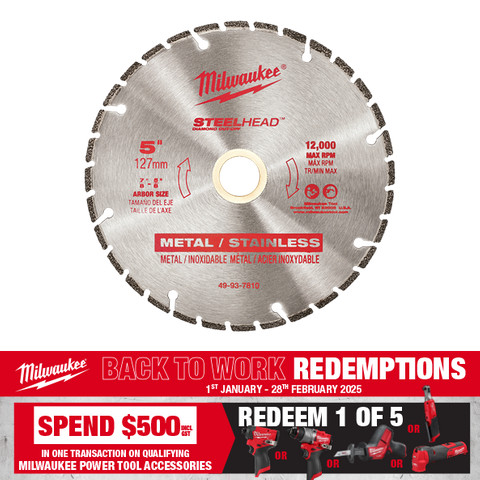 Milwaukee Steel Head Diamond Cut Off Blade 125mm