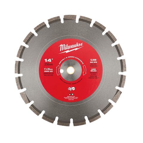 Milwaukee Diamond Blade Asphalt and Green Concrete 350mm