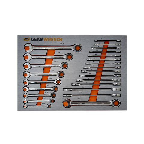GEARWRENCH Ratcheting Spanner Set Metric/SAE 24pc in EVA Tray