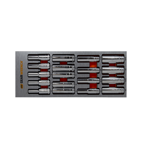 GEARWRENCH Socket Set 1/2in Dr Metric/SAE Deep 18pc in EVA Tray