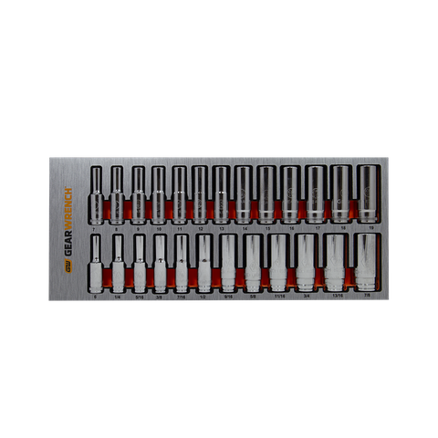 GEARWRENCH Socket Set 3/8in Dr Metric/SAE Deep 25pc in EVA Tray