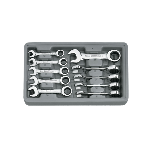 GEARWRENCH Stubby Ratcheting Combination Spanner Set Metric 10pc