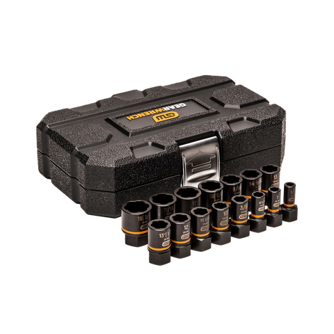 GEARWRENCH Bolt Biter Impact Socket Set Metric 1/4 & 3/8in Dr 15pc