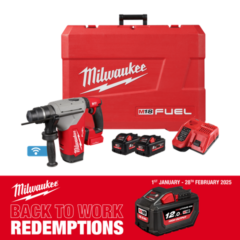 Milwaukee M18 FUEL ONE-KEY Cordless Rotary Hammer Drill SDS Plus 28mm 18V 8Ah