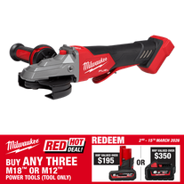 Milwaukee M18 FUEL Cordless Angle Grinder Flat Head 125mm 18V - Bare Tool