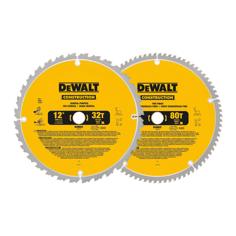 DeWalt Mitre Saw Blades 305mm x 32T/80T 2pk