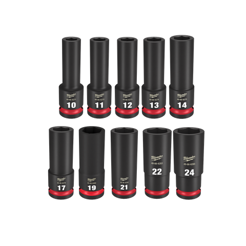 Milwaukee SHOCKWAVE Impact Socket Set 1/2in Dr Deep 10pc