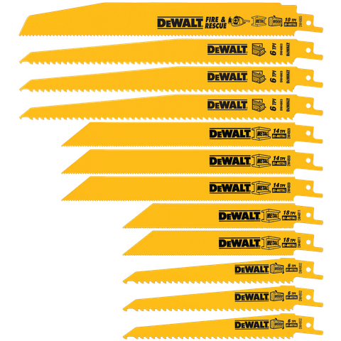 DeWalt Recip Blade Set Wood/Metal Rescue 12pc with Case