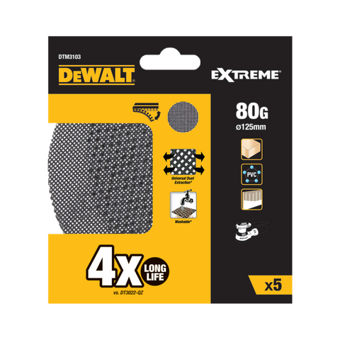 DeWalt Extreme Abrasive Mesh Disc 125mm P40 5Pk