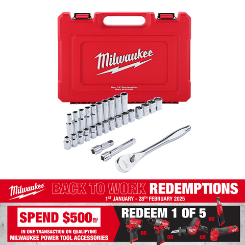 Milwaukee Socket Set 1/2in Dr Metric 28pc