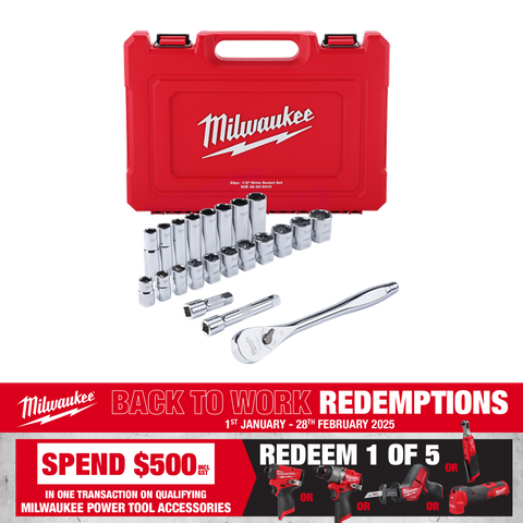 Milwaukee Socket Set 1/2in Dr SAE 22pc