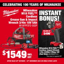 Milwaukee M18 FUEL Cordless Grease Gun & Impact Wrench 3/4in 18V 5Ah